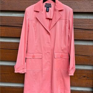 Women’s long button down jacket. Size small. Coral color.